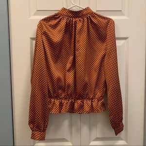 QUIZ Rusty Orange Polka Dot Blouse - US 4